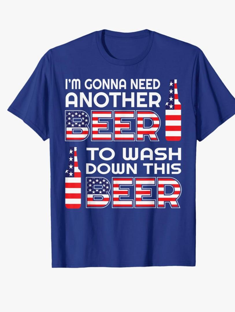 Funny Beer Drinking USA Flag 4th of July T-Shirt T-Shirt Size 2XL