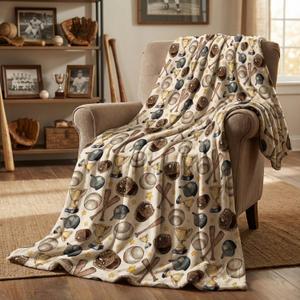 Horaldaily Baseball Flannel Blanket Throw, Brown Baseball Sport Soft Fuzzy Plush Cozy Fleece Blankets for Couch Sofa Bed Lounging, Ideal Gifts for Kids Teenagers Adults Self, 40x50