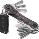 KEYSMART Key Holder for Keychain - Compact Key Organizer for Key Chain, Minimalist Clutter-Free EDC Keychains Key Ring, Red Forged Carbon Fiber, 14 Keys
