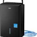 DuraComfort 50 Pint Dehumidifier, Built-in Pump, 4500 Sq Ft Coverage, Energy Star, Black