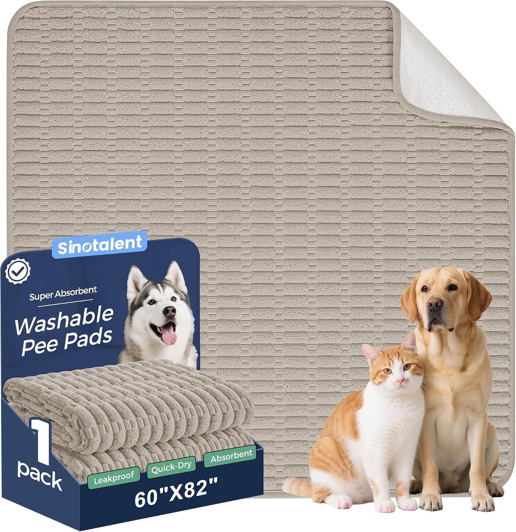 Washable Pee Pads for Dogs, Reusable Puppy Pads Dog Pads, Non-Slip Dog Pee Pads, Leakproof Pet Pee Pads Wee Wee Pads for Dogs. (Brown, 60"x82"(Pack of 1))