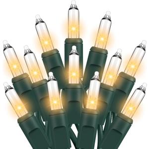 Christmas Lights Clear White 2 Pack Total 200 Count Incandescent Lights UL Certified Connectable Christmas Tree Lights with Green Wires for Indoor Outdoor Xmas, Wedding, Holiday, Home Decorations