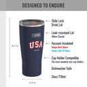 THERMOS Icon Series 24oz Stainless Steel Tumbler with Slide Lock Lid, Leakproof, Fits Cupholder, Dishwasher Safe, Griptec NonSlip Base, Keeps Drinks Hot 6 Hrs/Cold 22 Hrs, Navy USA