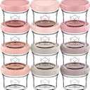 KeaBabies 12pk 4oz Glass Baby Food Containers with Lids - Leak-Proof, Microwavable Small Glass Jars, Baby Purees & Toddler Snack Storage Containers, BPA-Free, Dishwasher & Freezer Safe (Roseate)