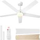 VIVOHOME Ceiling Fans with Lights, 52 inch Low Profile Ceiling Fan with Light and Remote, Flush Mount for Bedroom, Living Room, Garage, 6+1 Speeds, 3CCT, Dimmable, Timer, Quiet Reversible, White