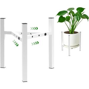 Aripark Plant Stand Indoor Adjustable, Metal Modern Plant Stands, Heavy Duty Stable Plant Pot Small Flower Holder Indoor Outdoor Corner, Fit 8 9 10 11 12 inch Pots, White (Pot & Plant Not Included)