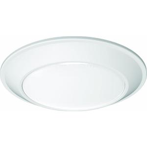 Juno SlimBasics 6 Inch LED Ceiling Light, LED Surface Mount Downlight for Shower Light or Closet Lighting, 3000K Neutral White, Tapered Trim, Wet Rated, Matte White (JSBT 6IN 30K 90CRI MW WL M6)
