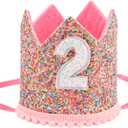 SuPoo 2nd to 6th Birthday Decorations for Girl Sprinkle Birthday Hat Headband Birthday Crown for Girl Princess Tiara Gift