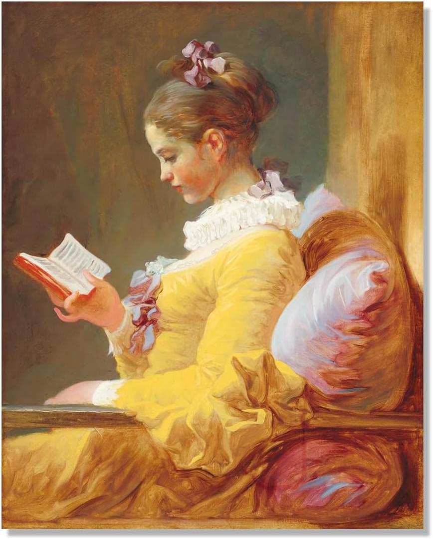 Jean Honore Fragonard Paintings - Young Girl Reading Print Poster, Classic Vintage Oil Painting, Canvas Print Painting Picture, Modern Home Girls Room Bedroom Decor Unframed (COLOR 9,12x15in/30x38cm) (15L" x 10W")
