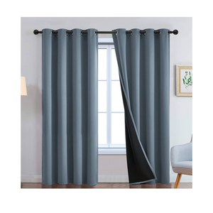 Yakamok 100% Blackout Lined Panels, Thermal Insulated Blackout Curtains for Bedroom, Heat Blocking Drapes for Living Room(52Wx84L, Stone Blue, 2 Panels)
