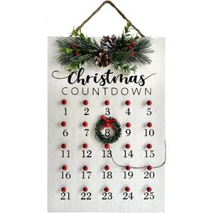 Christmas Countdown 25 Days Wreath Advent Calendar Number Date Decor Merry Christmas Sign Rustic Wooden Home Decorations Holiday Xmas Party Ornament Gift