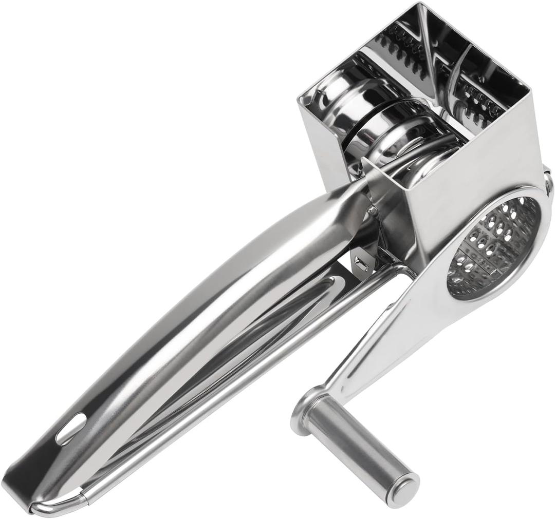 Rotary Cheese Grater Stainless Steel Handheld Rotating Grater Multipurpose Cheese Cutter with 1 Drum for Grating Cheese Vegetables