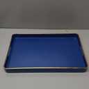 Navy Blue Serving Tray with Handles, Rectangular Decorative Tray for Coffee Table, Plastic Rectangular Tray for Ottoman, Living Room, Bathroom, Home Decor 15.7 x 10.2 x1.37