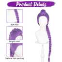 Long Purple Braid Wig, 24 Inch Purple Clip-In Ponytail Wig, Synthetic Braided Ponytail Extension, Pre-Styled Mermaid Hair for Cosplay & Halloween