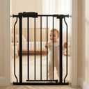 Narrow Baby Gate 24 Inch Small Black Tension Indoor Safety Gates Auto Close Walk Through Metal Narrow Dog Gate for The House Doorways Stairs (24.02"-27.56"/61-70CM, Black)