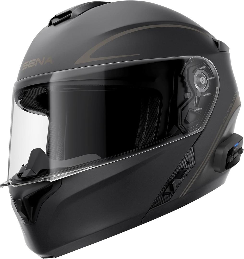 Sena Outrush R Bluetooth Modular Motorcycle Helmet with Intercom System (Matte Black, L)