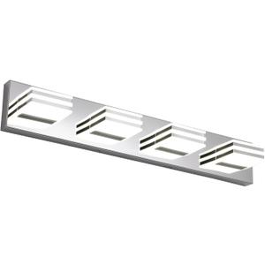 LED Vanity Lights for Bathroom 4 Light Bathroom Lamp over Vanity 27Inch Bathoom Mirror Light Fixtures Modern Bath Bar Lighting Chrome Vanity Lighting Fixtures 24W Restroom Light Fixture 6000K