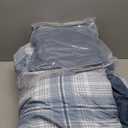 Full Size Comforter Sets, Light Blue Plaid Bedding Set 7 Piece for Boys Girls Teen, Classic Homestead-Style Kids Comforter Set Bed in A Bag with Sheets, Pillowcases & Shams