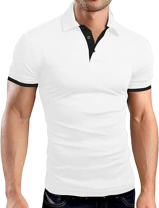 LOGEEYAR Men Polo Shirt Slim Fit Short Sleeve Cotton Golf Shirt Solid Performance Casual T-Shirts, S