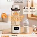 Portable Bottle Warmer for Travel,Typ-C&AC Dual Power Mode with Built-in Sterilizer,Baby Milk Warmer On The Go and 120W Fast Heating Breastmilk,Formula,Water,3 Wide Mouth&17oz Large Capacity