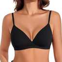 Avidlove Women's Bralettes Wireless Triangle Bra Sexy Plunge Bras No Wire No Padding Bralette Comfortable Everyday (Large, Black)