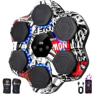 NEXYREK Music Boxing Machine for Adults & Kids, Smart Wall Mounted Electronic Boxing Training Device with Gloves, 9 Modes 9 Speeds, Bluetooth Punching Machine with LED Counting Display for Home Gym