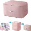 2024 Ultra Space Saving Self Compression Storage Bags, Heavy Duty Organizer Totes for Comforters, Clothes, and Blankets, Premium Quilt Compression Packaging Bags Pink