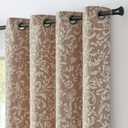 jinchan 80% Blackout Curtains for Bedroom, Farmhouse Drapes with Scroll Floral Patterned for Living Room, Grommet Top Thermal Insulated Curtains, Vintage Country Drapes 63 inch Length 2 Panels Taupe