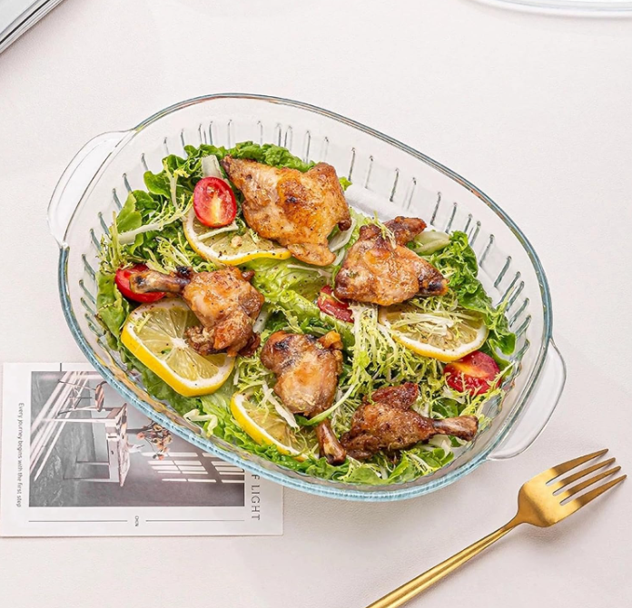 M MCIRCO 2 Piece Glass Casserole Baking Dish, 3 Qt