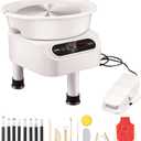 VEVOR Pottery Wheel Direct Drive 350W, 10 inch Ceramic Forming Machine with LCD Touch Screen Foot Pedal 50-300RPM Adjustable Speed, 18PCS Accessory Tools Kit for Adults Beginners, Craft Gift, White