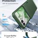 ATATOO for Motorola Razr 2024 Case, Built-in Card Holder (Store 3 Cards) & Hinge Protection & HD Screen Protector, Military Grade Protection, Sturdy Durable Wallet Phone Case for Moto Razr 2024, Green
