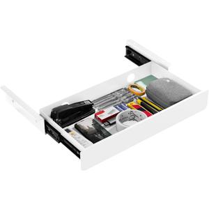 KHAMAL Under Desk Drawer Slide Out Large - Under Table Drawer 17.32" x 9.25", Pull-Out Storage Organizer With Cable Management For Home & Office (White)