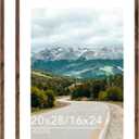 Wood 20x28 Picture Frame with 16x24 Mat, Display 16x24 with Mat or 20x28 Without Mat, Wood 20 by 28 Photo Frame, 20 x 28 Frame for Wall Hanging Display, Deep Brown, 2 Pack