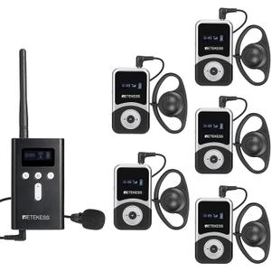 Retekess T130S T131S(2nd Gen T130) Audio Tour Guide System,Church Translation System, Hi-Fi Sound, 100m, D-Shaped Headphones for Both Ear, Tour Guide Headsets for School