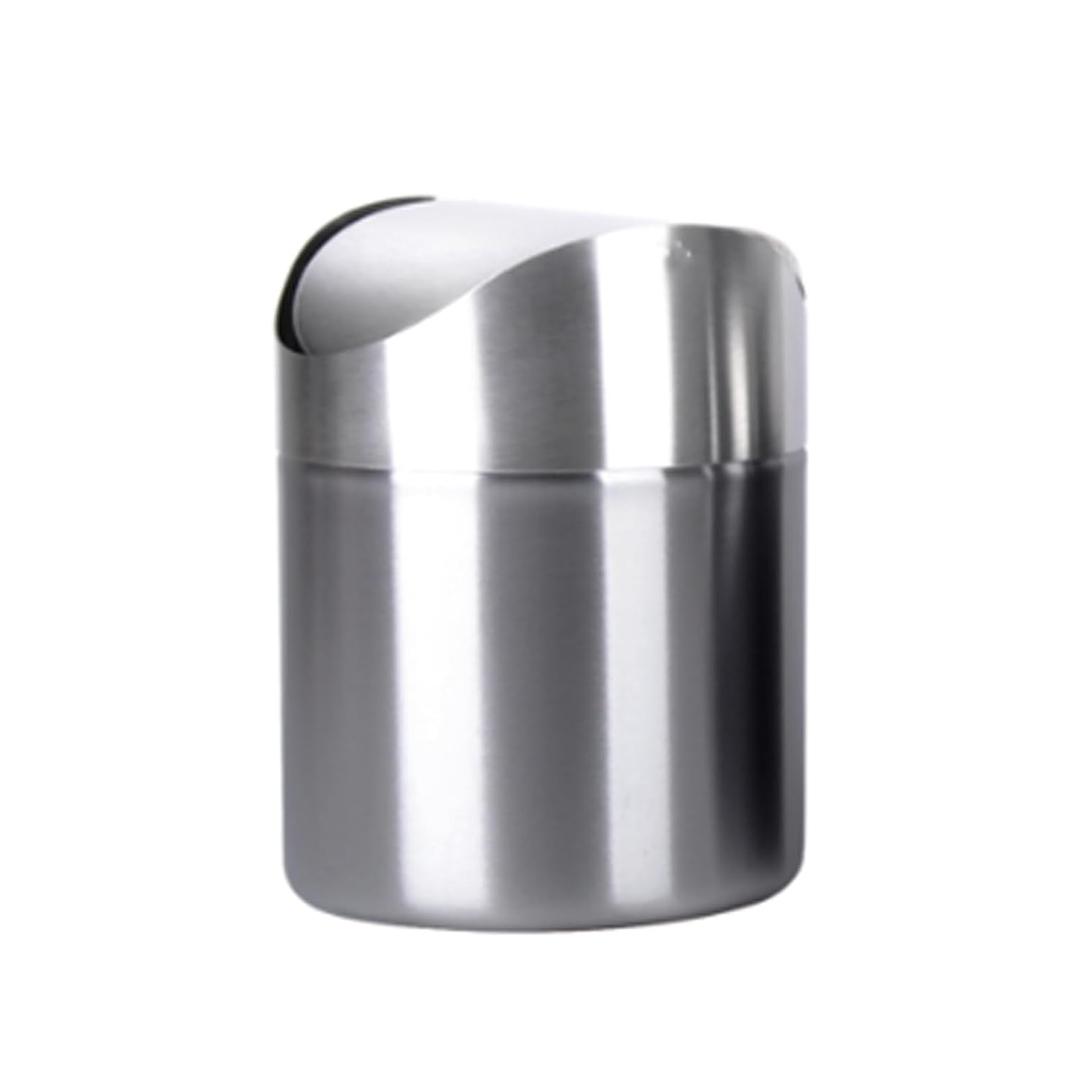 OKT 1.5 Gallon Countertop Silver Trash Can Swing Top Lids Stainless Steel for Bathroom,Office,Kitchen,Desk,Coffee Table