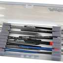 ArtBin KW903 Brush Box with Foam Inserts, Fine Art Portable Paint Brush Organizer, Plastic, Clear, 1.0 Count