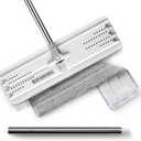 JOYMOOP Flat Mop, Microfiber Floor and Wall Cleaner, 60" Long Handle with 15" Flat Head with a Pad - White