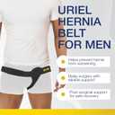 URIEL Left Side Hernia Belts for Men - Inguinal Hernia Belt for Men, Pre and Post Surgery Truss, Size Large, Black (39.8-44.5 Inches)