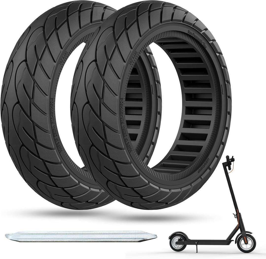 Cooryda 10x2.125 Scooter Tire, 10 inch Solid Rubber Tires Tubeless Front or Rear Replacement 10x2.125 Solid Electric Scooter Tire for Gotrax G4 Xr V2 Ninebot F25 F65 Hiboy S2 Pro 2pc Black