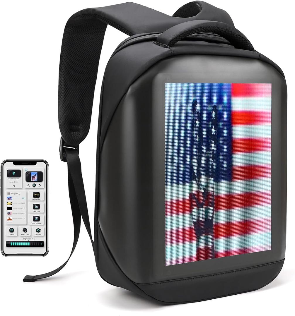 Led Backpack with Programmable Screen,HD Color Screen App Control 17 inches Laptop Backpack, Waterproof led bag, Travel, Motorcycle Backpack