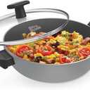 Black Pearl Non-Stick Kadai with Glass Lid & Handles, 26 cm 3.4 Litre, Induction Base & Gas Compatible, 3 Layer Cookware for Cooking, Frying, Serving Kadhai