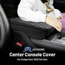 Autorder Center Console Cover for 2019-2025 2026 Dodge Ram 1500/2500/3500 Accessories Armrest Cushion Cover Nappa Leather Middle Console Covers Console Cushion Pad Anti-Scratch (Bucket Seat Only)