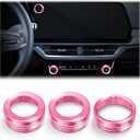 for 2024-2026 Chevy Equinox EV Accessories, 3PCS Premium Aluminum Decorative Switch Ring Trims Knob Cover Set (Pink), Interior Upgrade | Scratch & Wear Resistant | Non-Slip Design