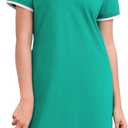 Women's Polo Dress Short Sleeve Lapel V Neck Collar Tennis Golf Mini Dress Casual Summer Workout Wear with Pockets (Medium, Green Teal)