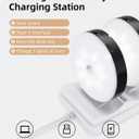 EZVALO Under Cabinet Lighting with Charging Station, 1000mAh Rechargeable Puck Lights with Remote, 3 Color Temps & 12 RGB Closet Lights, Dimmable Motion Sensor Lights for Shelf, Kitchen (6 Packs)