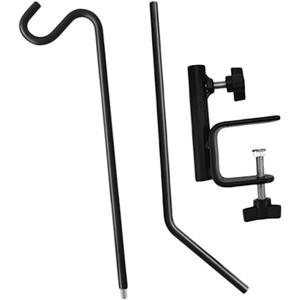 Mikikit Adjustable Heavy Duty Deck Rail Hook for Bird Feeders and Plants Sturdy Clamp Shepherd Hook for Outdoor Use Deck Railing and Balconies 2Pcs