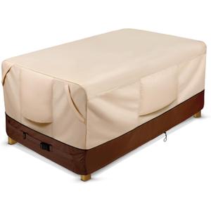 COSFLY Waterproof Patio Furniture Table Covers Durable, Rectangular Outdoor Coffee Table Covers - Fits up to 74L x 47W x 28H inches (Brown)