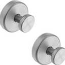 Bntuk Suction Cup Hooks for Shower, Removable Towel Hooks for Bathroom Window Glass Door Wall, Bath Robe Loofah Hook for Hanging - 2 Pack, Silver