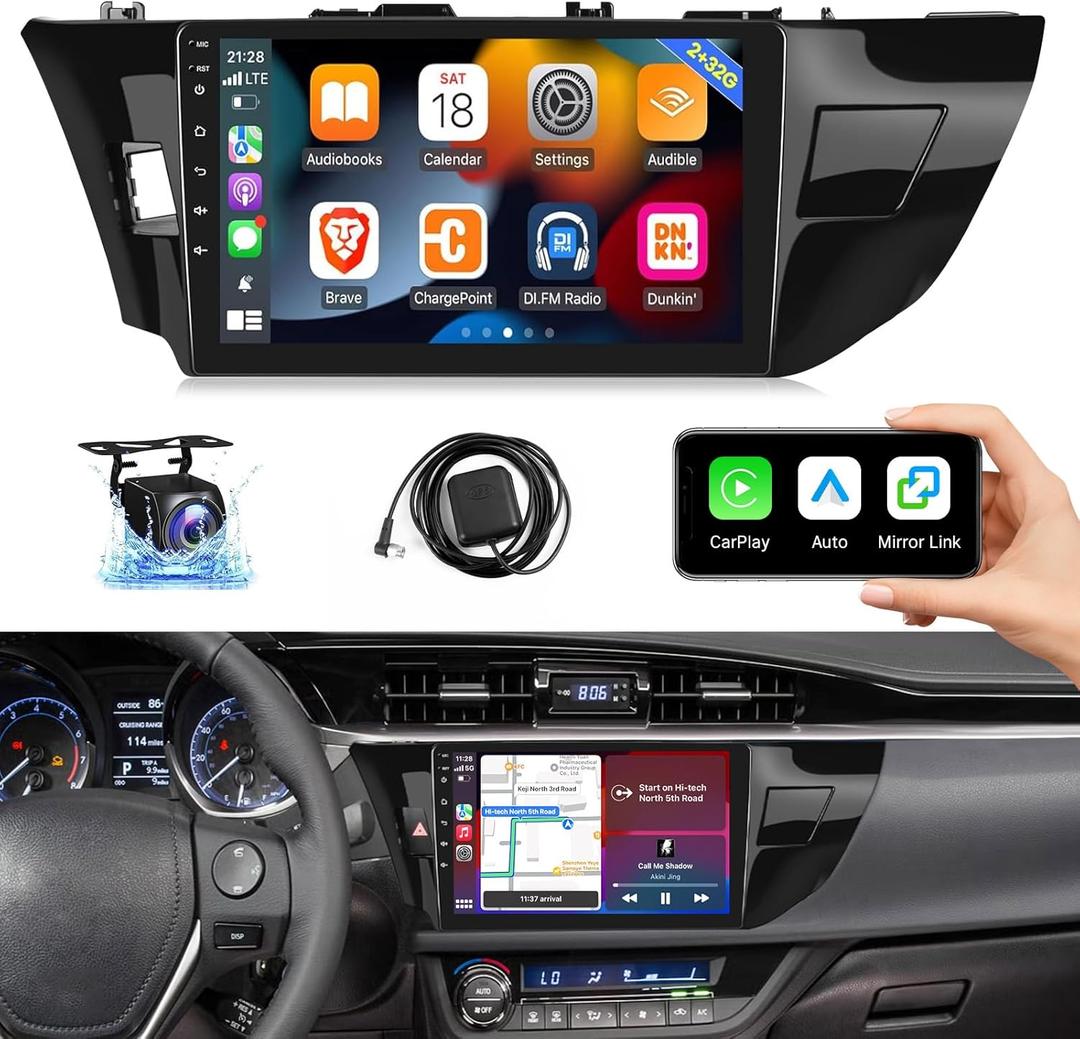Car Play for Corolla Radio Touch Screen Wireless Apple Carplay Android Auto, Leadfan 10.1" Car Stereo for Toyota Corolla 2013 2014 2015 2016 Android Head Unit Media Player GPS Navi BT FM Camera SWC