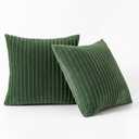 Kevin Textile Pack of 2 Corduroy Soft Soild Spring Decorative Square Throw Pillow Covers Set Cushion Cases Pillowcases for Sofa Bedroom Car 20 x 20 Inch 50 x 50 Cm Moss Green